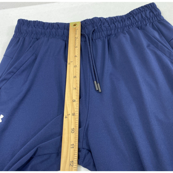 Under Armour Athletic Pants Womens Small Navy Blue Cuffed Pockets Lightweight - Picture 8 of 11